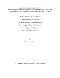 The Discourse and Practice of Assisted Emigration of the Labouring Poor from East London to Canada, 1857-1913