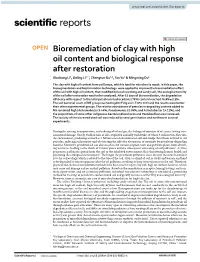 Bioremediation of Clay with High Oil Content and Biological Response After Restoration Xiaokang Li1, Jinling Li1*, Chengtun Qu1,2, Tao Yu1 & Mingming Du1