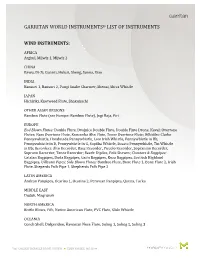 Garritan World Instruments® List of Instruments
