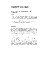 SPSS As an 'Inscription Device': from Causality to Description?