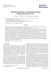 Statistical Properties of Superactive Regions During Solar Cycles 19–23⋆