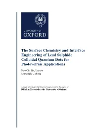 Thesis Submitted in Fulfilment of Requirement for the Degree of Dphil in Materials at the University of Oxford