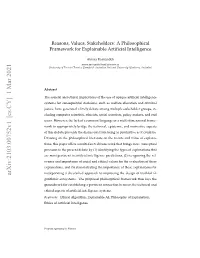 A Philosophical Framework for Explainable Artificial