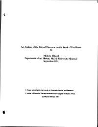 An Analysis of the Critical Discourse on the Work of Eva Hesse Michele