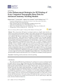Color Enhancement Strategies for 3D Printing of X-Ray Computed Tomography Bone Data for Advanced Anatomy Teaching Models