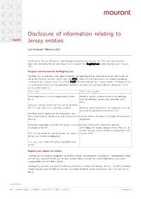 Disclosure of Information Relating to Jersey Entities
