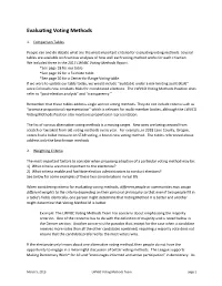 Evaluating Voting Methods