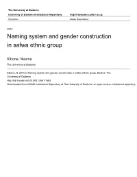 Naming System and Gender Construction in Safwa Ethnic Group