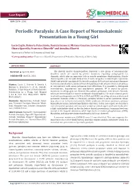 Periodic Paralysis: a Case Report of Normokalemic Presentation in a Young Girl