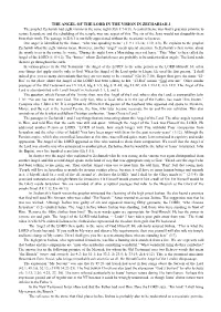 THE ANGEL of the LORD in the VISION in ZECHARIAH 3 the Prophet Zechariah Had Eight Visions in the Same Night (Zch 1:7-6:8)