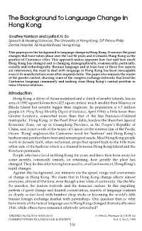 The Background to Language Change in Hong Kong