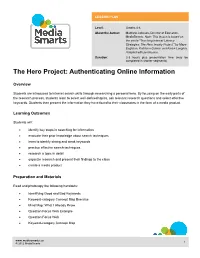 The Hero Project: Authenticating Online Information