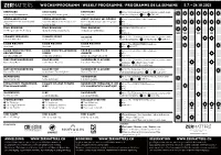 Wochenprogramm / Weekly Programme / Programme De La Semaine 5.7. – 24.10.2021