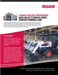 A Ruan Logistics Partnership Adds Value to Bobcat, Keeps