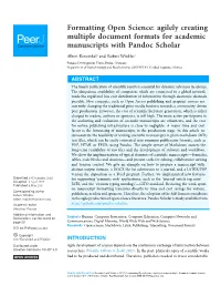 Agilely Creating Multiple Document Formats for Academic Manuscripts with Pandoc Scholar