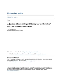 Aiding and Abetting Law and the Rule of Accomplice Liability Under § 924©