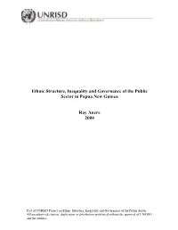 Ethnic Structure, Inequality and Governance of the Public Sector in Papua New Guinea