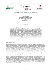 Geothermal Energy Utilisation