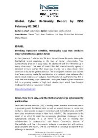 Global Cyber Bi-Weekly Report by INSS February 01 2019