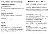 Minster Church of St Peter Ad Vincula Petertide (29Th June) and We’Re Exploring How It May Be Possible for Pupils to Visit the Minster in the Course of That Week