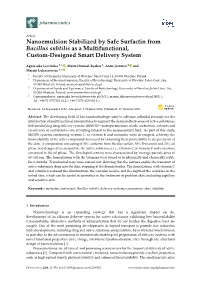 Nanoemulsion Stabilized by Safe Surfactin from Bacillus Subtilis As a Multifunctional, Custom-Designed Smart Delivery System