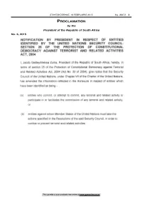 Protection of Constitutional Democracy Against Terrorist and Related Activities Act, 2004 (Act No