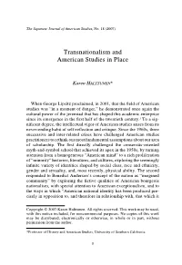 Transnationalism and American Studies in Place