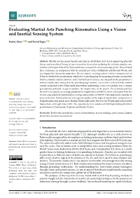 Evaluating Martial Arts Punching Kinematics Using a Vision and Inertial Sensing System