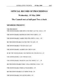 Official Record of Proceedings of A