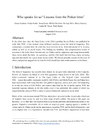 Who Speaks for Us? Lessons from the Pinker Letter​* Abstract 1 Introduction