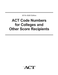 ACT US College Codes Manual