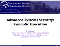 Advanced Systems Security: Symbolic Execution