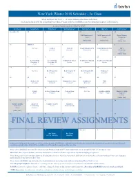 Final Review Assignments