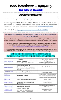 ISBA Newsletter – 8/10/2015