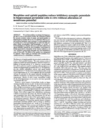 Morphine and Opioid Peptides Reduce Inhibitory Synaptic Potentials in Hippocampal Pyramidal Cells in Vitro Without Alteration Of