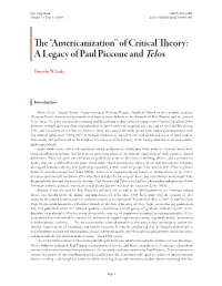 Of Critical Theory: a Legacy of Paul Piccone and Telos