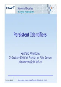 Persistent Identifiers
