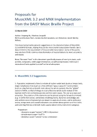 Proposals for Musicxml 3.2 and MNX Implementation from the DAISY Music Braille Project