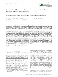 Accumulation of Polymethoxyflavones and O-Methyltransferase Gene Expression in Various Citrus Cultivars
