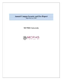 Annual Campus Security and Fire Report MCPHS University