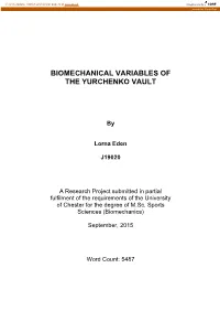 Biomechanical Variables of the Yurchenko Vault