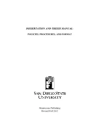 Dissertation and Thesis Manual