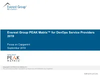 Everest Group PEAK Matrix™ for Devops Service Providers 2019