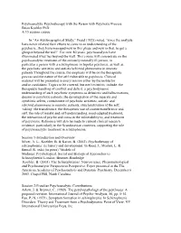 Psychoanalytic Psychotherapy with the Person with Psychotic Processes
