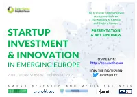 Startup Investment & Innovation in Emerging Europe