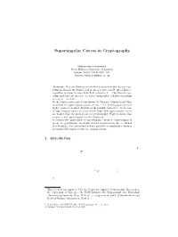 Supersingular Curves in Cryptography