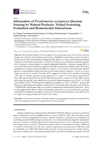 Attenuation of Pseudomonas Aeruginosa Quorum Sensing by Natural Products: Virtual Screening, Evaluation and Biomolecular Interactions