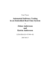 Automated Software Testing in an Embedded Real-Time System