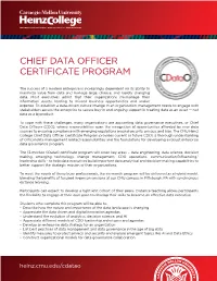 Chief Data Officer Certificate Program