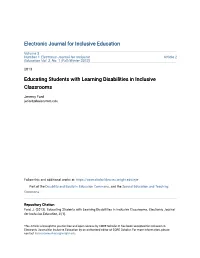 Educating Students with Learning Disabilities in Inclusive Classrooms